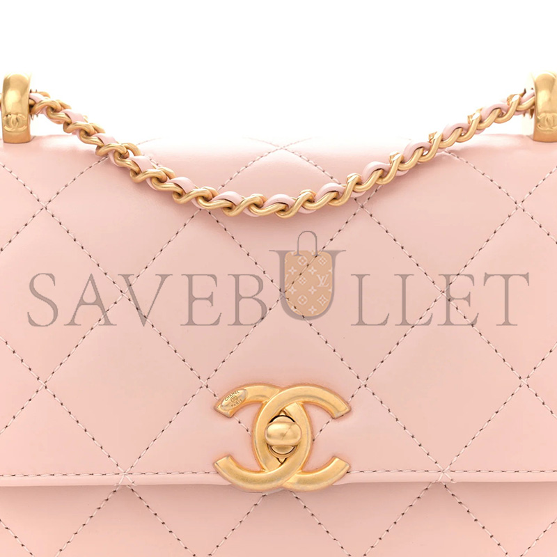 CHANEL MASTER CALFSKIN QUILTED MINI PERFECT FIT FLAP LIGHT PINK AS2615 (19*12*8cm)